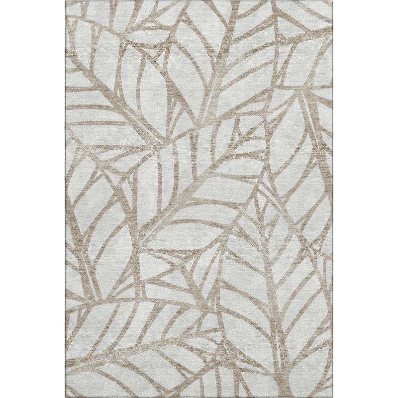 Premium Machine Washable Lisse Beige Rug, Rectangle 8' x 10'