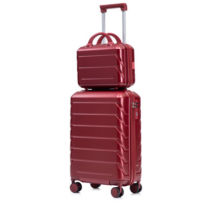 14"/20" 2 Pcs/Set In Abs Spinner Wheel Luggage, With Combination Lock,14" Cosmetic Case