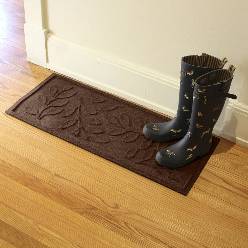 Tapis-décrottoir d'intérieur 15 po x 36 po WaterHog Brittney Leaf, Brun foncé