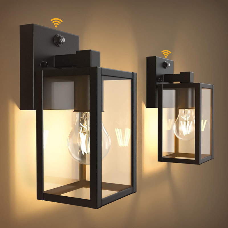 Dusk to Dawn Outdoor Wall Lantern 2 Pack (Bulbs not Included), Black