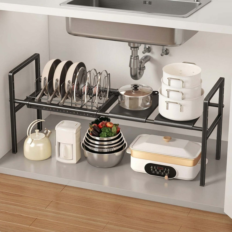 Support de casserole extensible réglable à hauteur réglable avec 6 séparateurs pour le rangement de l'armoire