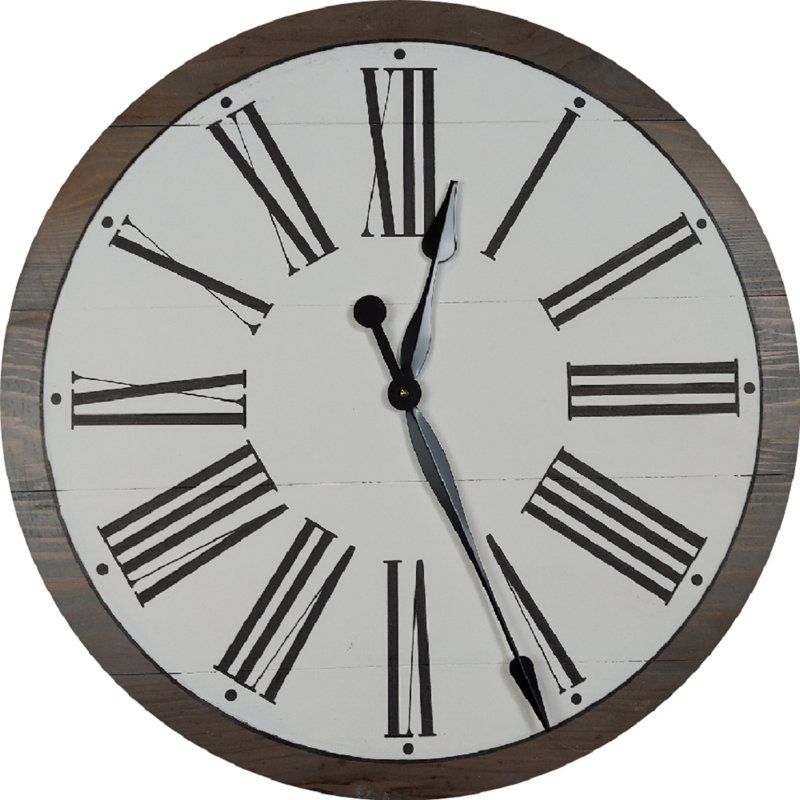 Manorhaven Solid Wood Wall Clock, Gray, Extra Large