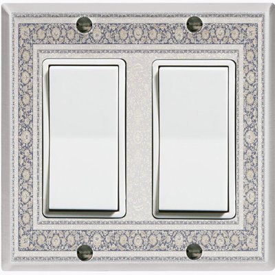 Rustic Gray Carpet Rug Print Nature Themed 2 - Gang Toggle Light Switch Standard Wall Plate