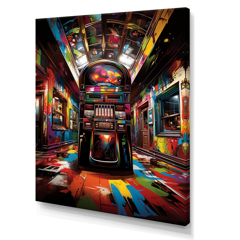 Jukebox Machine Neon Grooves 2 - Jukeboxes, art mural, Toile tendue, H 32 po x l 24 po x P 1 po