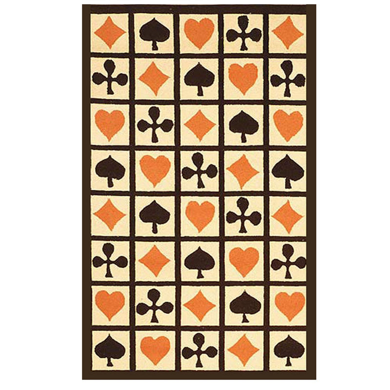 Ivory and Orange Wool Cotton Handmade Oriental Rug