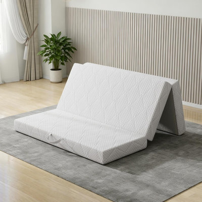6"  Tri-Fold Gel Memory Foam Mattress, Foldable Murphy Bed Mattress With Washable Jacquard Cover & Non-Slip For Camping, RV & Guests
