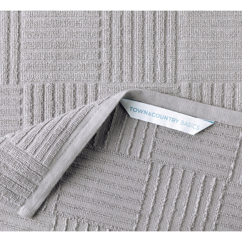 Gray Basketweave Terry Cotton Kitchen Towel Set, 16" x 28"