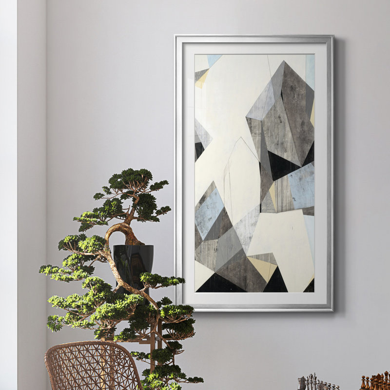 LOFI II - reproduction d'art, H 22,5 po x l 42,5 po x P 1,5 po, Papier avec cadre argenté, Blanc