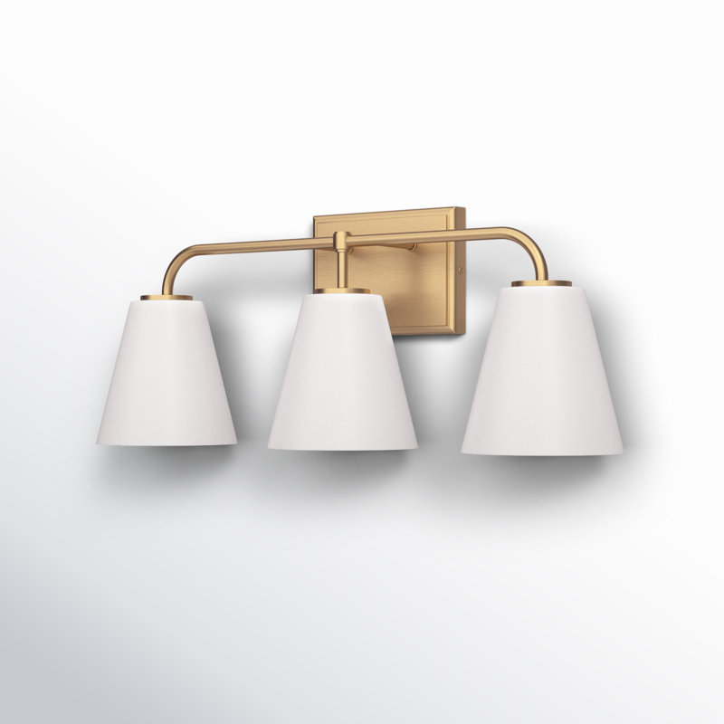 Misty 3 Light Frosted Dimmable Vanity Light, Gold