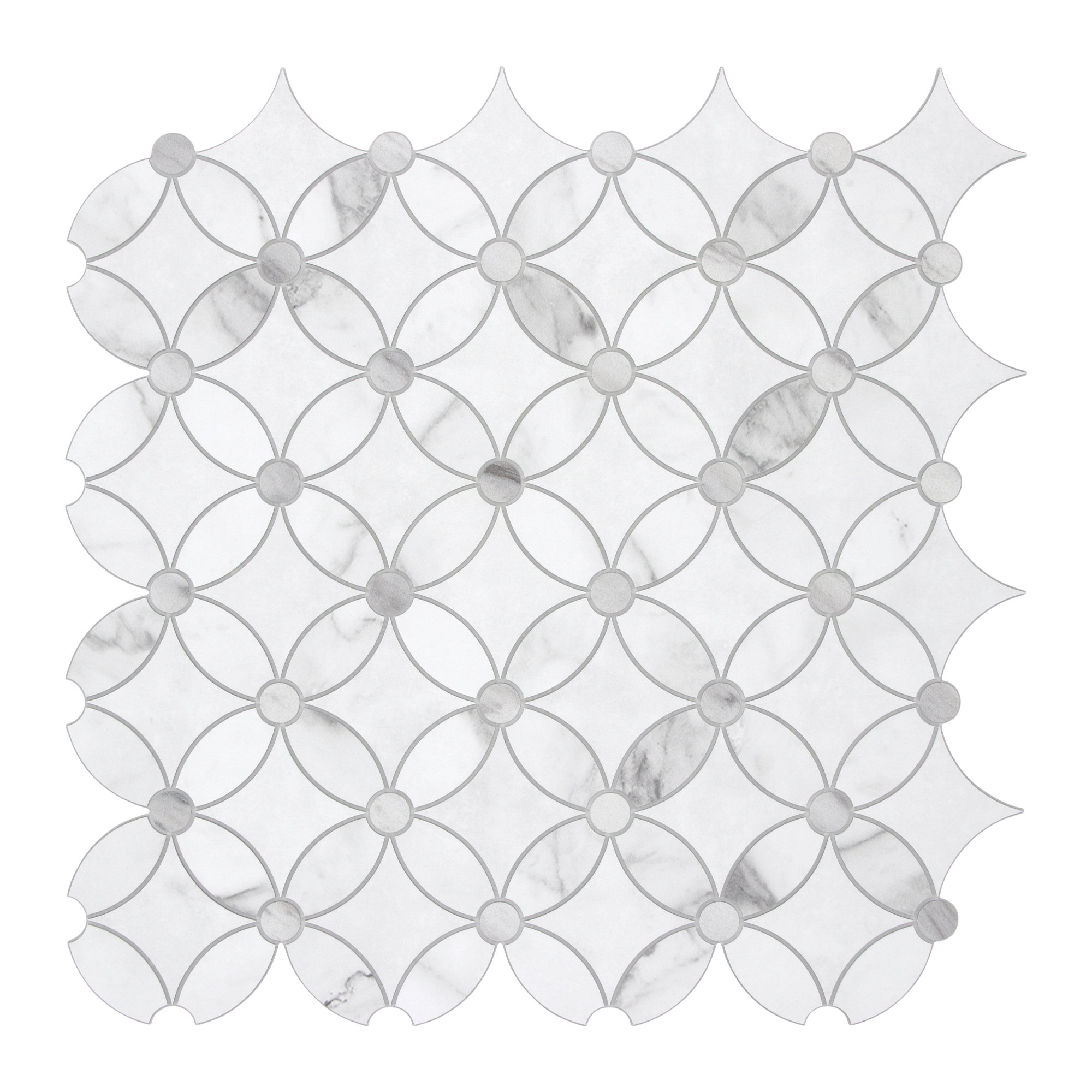 clevermosaics Peel and Stick White Marble Background Mosaic Tile Backsplash (10tiles/set)