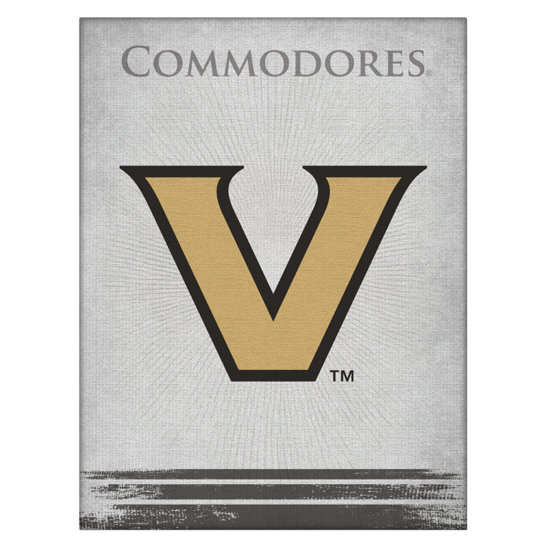 Impression sur toile tendue NCAA, H 15 po x l 20 po x P 1 po, Commodores de Vanderbilt