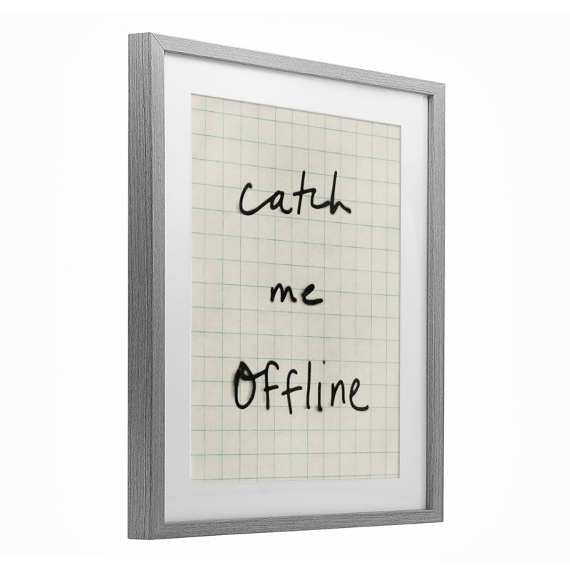 Catch Me Offline Scrawl, reproduction encadrée sous verre, conception de Victoria Barnes, H 21 po x l 17 po