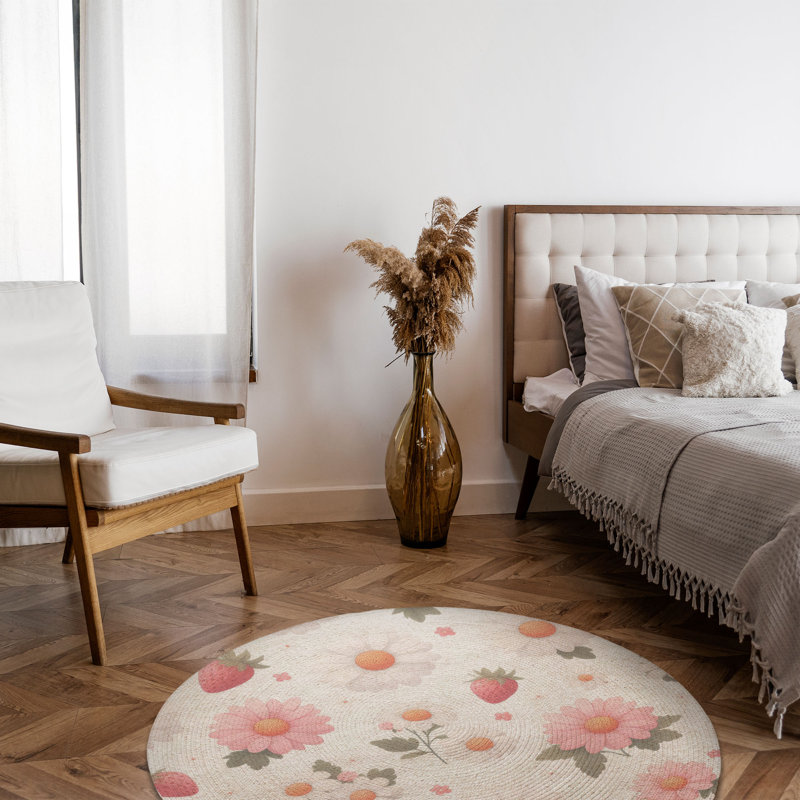 Tapis tressé Sweet Daisy Berries, Rond 5 pi