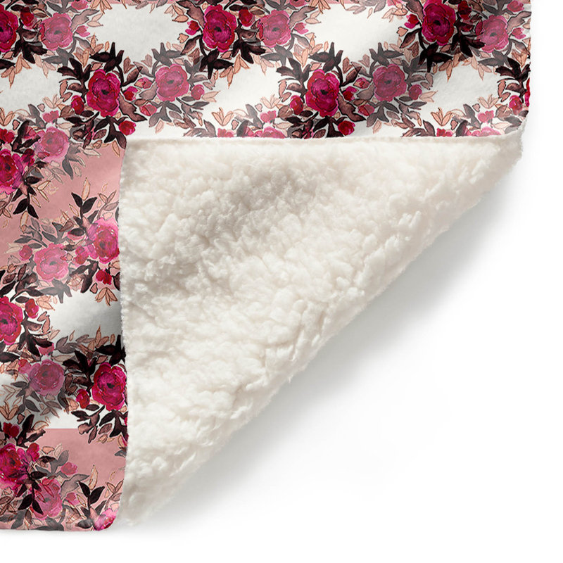 Couverture en sherpa doux à chev roses 1, l 68 po x L 80 po