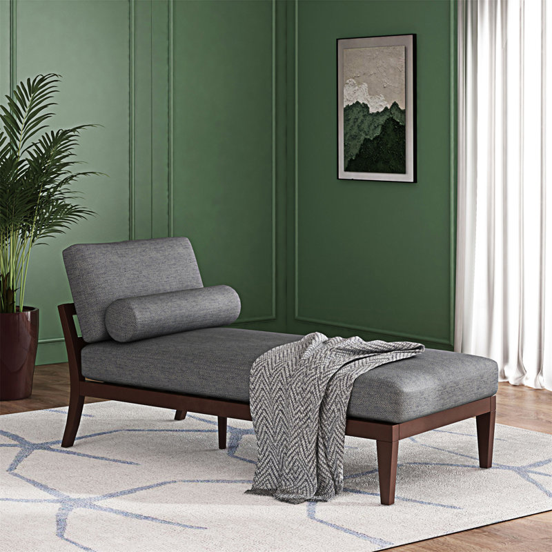 Chaise longue en tissu Sarom avec traversin, Tissu gris anthracite
