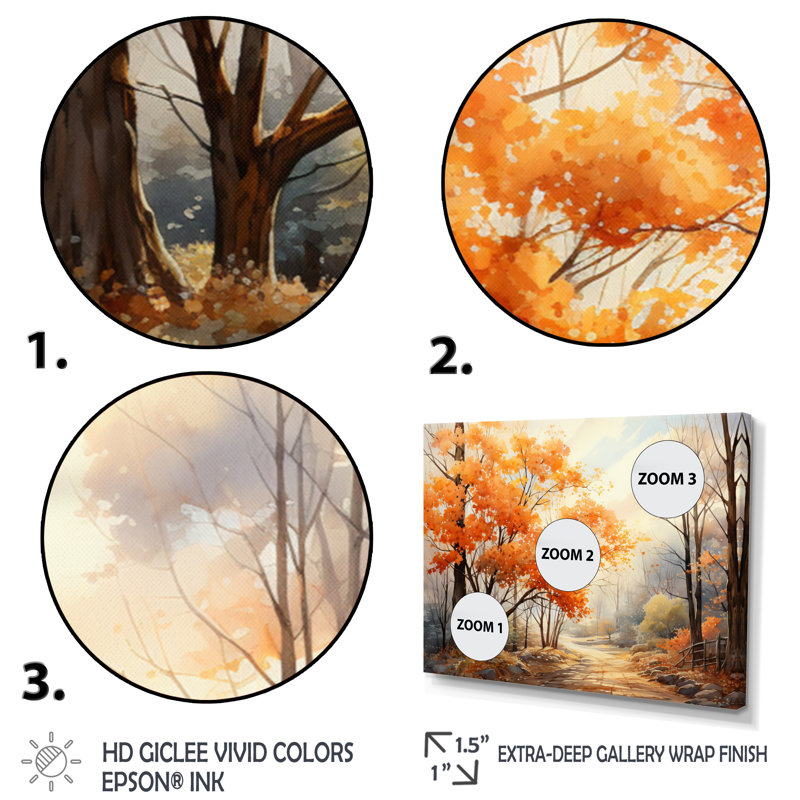 «Yellow Maple Tree Golden Canopy I», reproduction sur toile, Cadre flottant noir, H 30 po x l 40 po x P 1,5 po