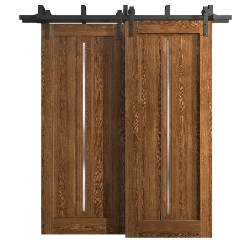 Portes coulissantes de grange coulissantes pour garde-robe | Ego 5014 | Ensemble de quincaillerie Modern Rails | Portes de garde-robe de chambre en bois massif