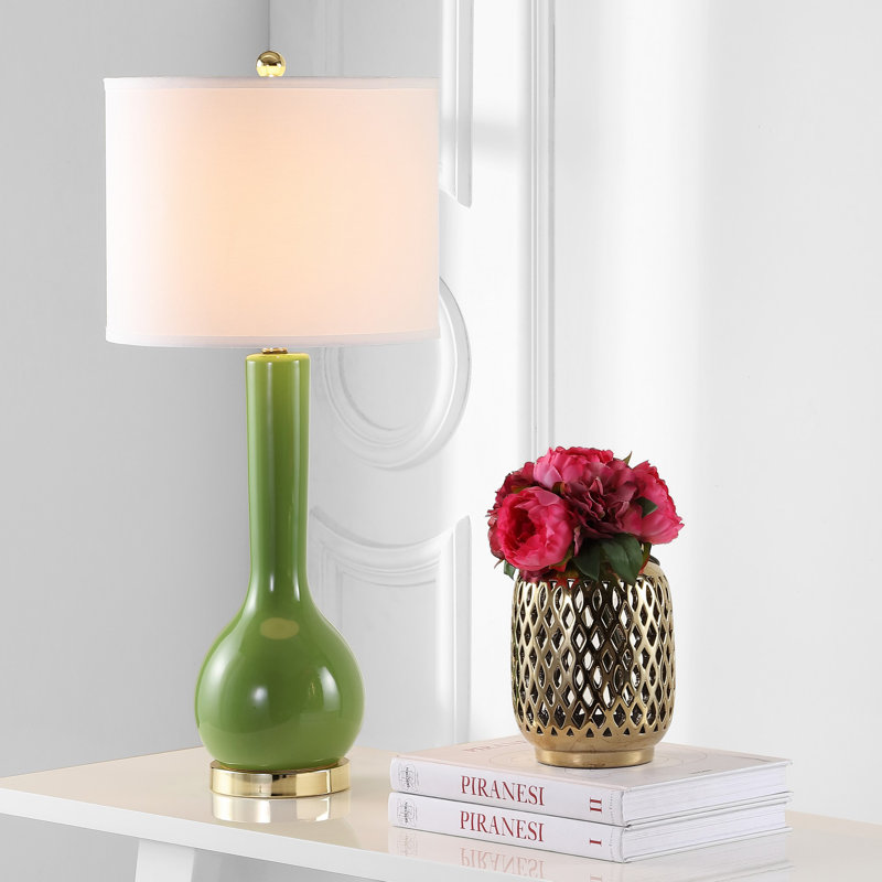 Amoure Ceramic Table Lamp, Green