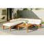 Ensemble de canapé de patio 6 pièces, ensemble de conversation modulaire d'extérieur en bois d'acacia, ensemble de conversation en forme de L, lit de jour convertible avec table à thé, repose-pieds, 5 coussins et coussins