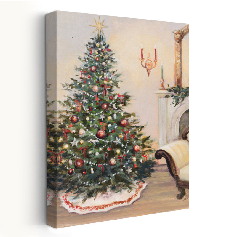Victorian Christmas - Chaise, arbre de Noël, art gris, H 48 po x l 32 po