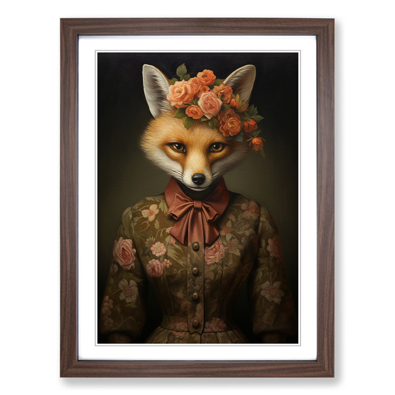 Fox Gothic - Framed Print, 46cm H x 34cm W x 2cm D, Walnut