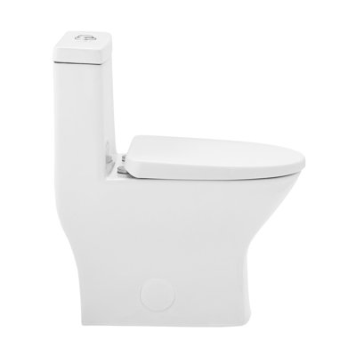 Mackenzie One-Piece 14" Rough-In 1.1/1.6 GPF Dual Top Flush Round Toilet In Glossy White