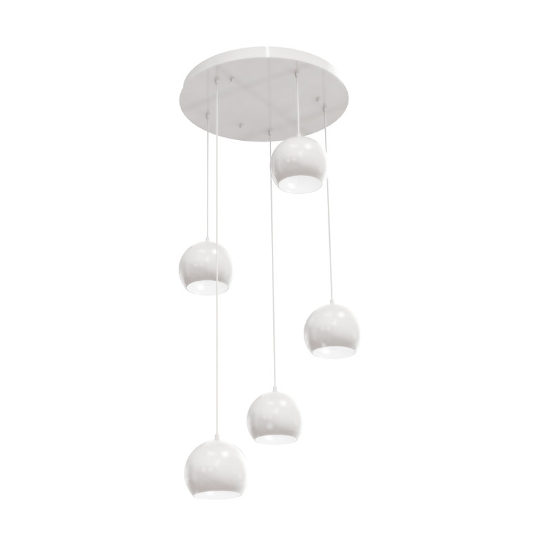 Luminaire suspendu en grappe à 5 lumières Kanisha, Blanc