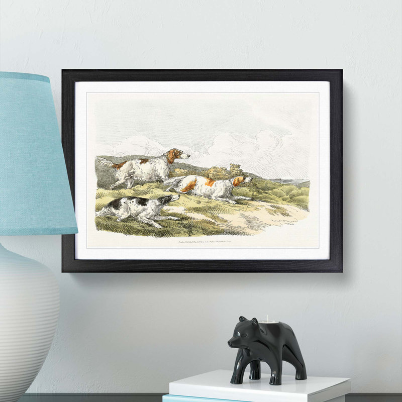 The Running Hounds by Henry Alken - Picture Frame Painting Print, Black Framed, 36cm H x 48cm W x 2cm D