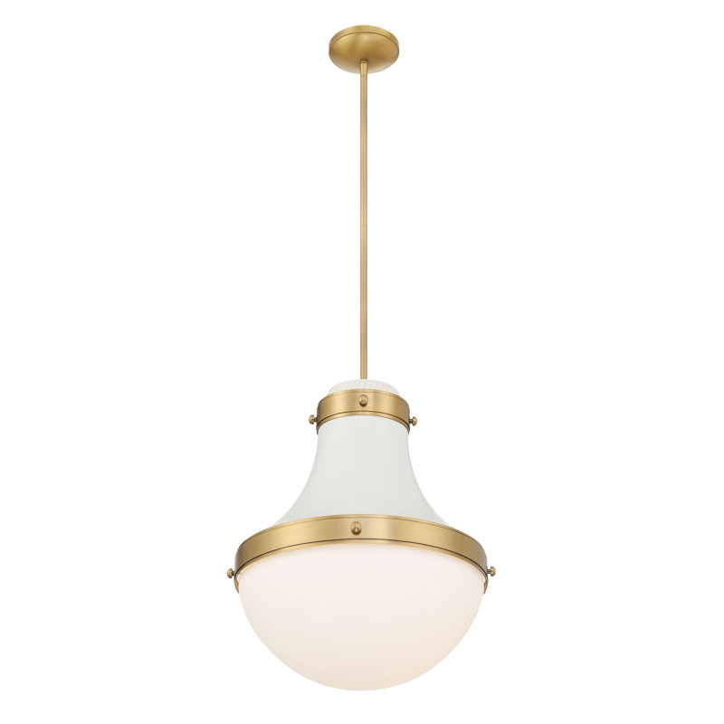 1 LIGHT PENDANT, Legacy Brass/Off White Cream