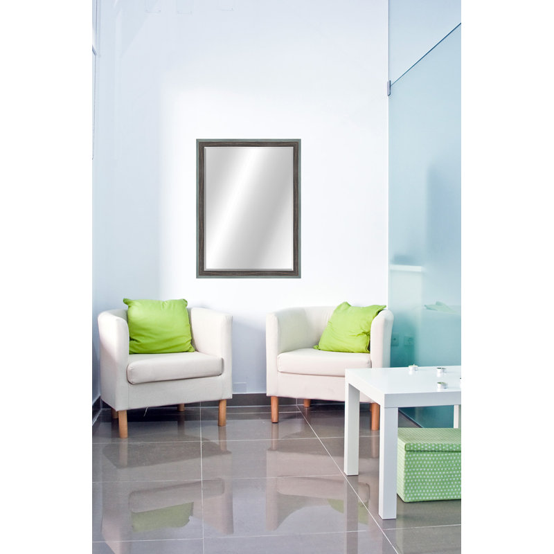 Country Colors II Solid Wood Rectangle Wall Mirror, 32.5" x 26.5", Gray/Black