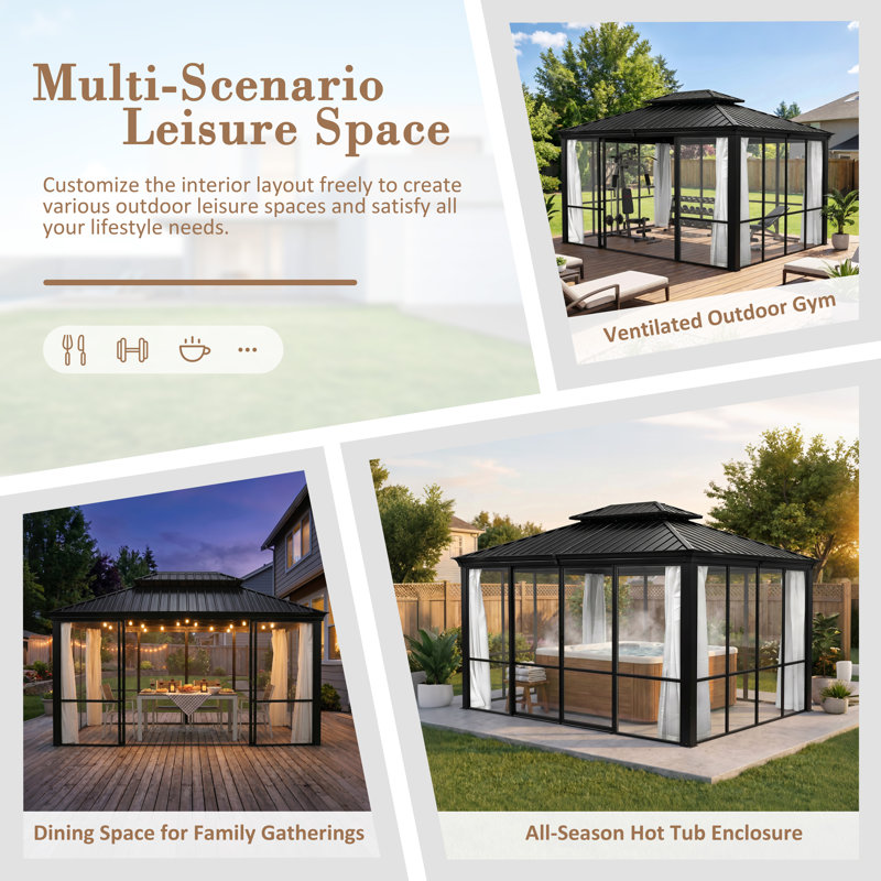 Pavillon de jardin en polycarbonate, 14' W x 12' D