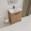Armoire de salle de bain autoportante avec lavabo et 2 portes d'armoire à fermeture en douceur-107663759