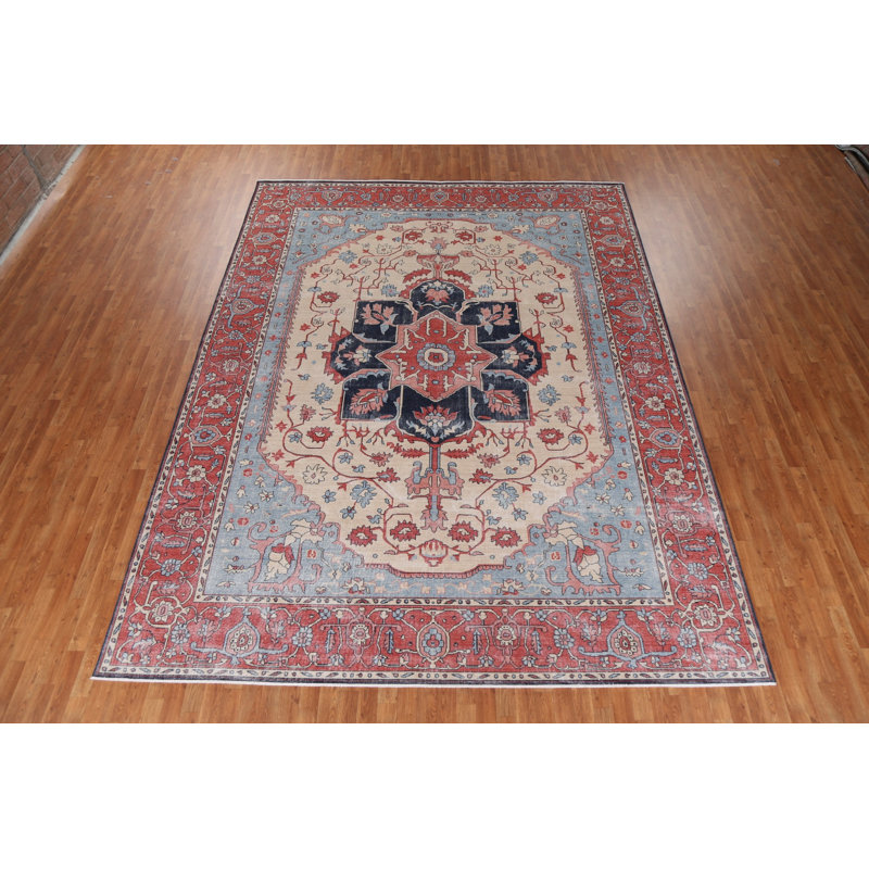 Tapis floral en laine turque Floral Heriz Serapi noué à la main 10 x 13