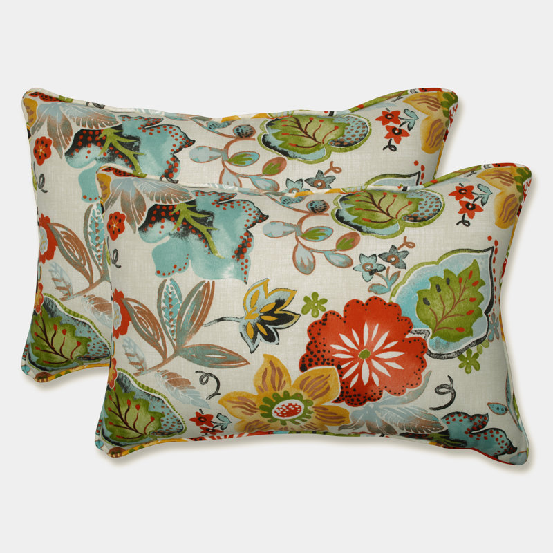 Alatriste Floral Watercolor Rectangular Indoor/Outdoor Throw Pillows Set