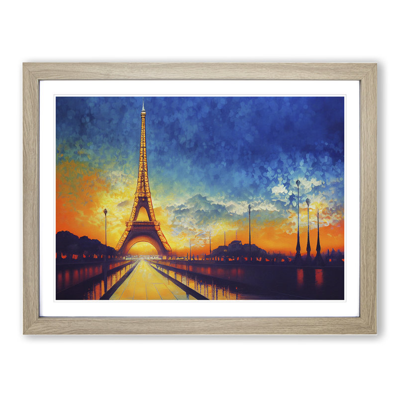 Eiffel Tower - Single Picture Frame Painting, 34cm H x 46cm W x 2cm D, Oak