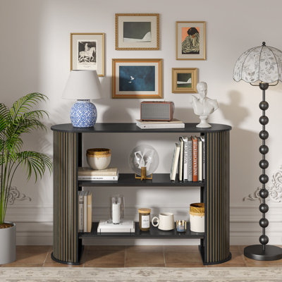 42.51'' Console Table With Shelves And Fluted Panel, 3-tier Entryway Table For Entryway Hallway