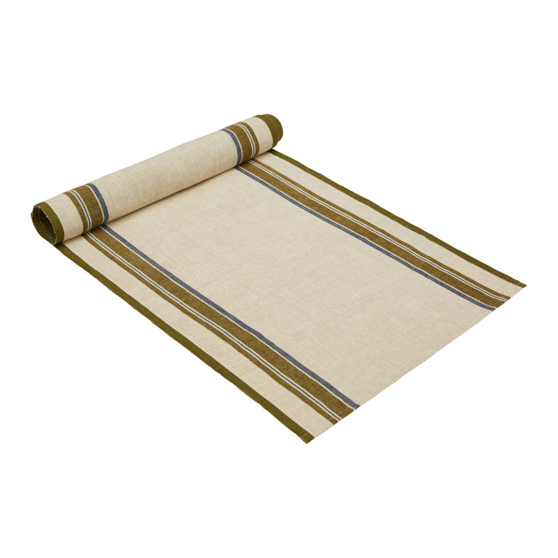 Antibes Table Runner - 20" x 72", Natural/Green