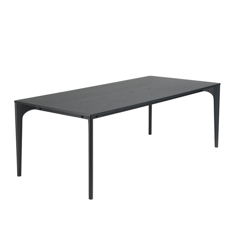MAXENCE Oak Solid Wood Base Dining Table, Black
