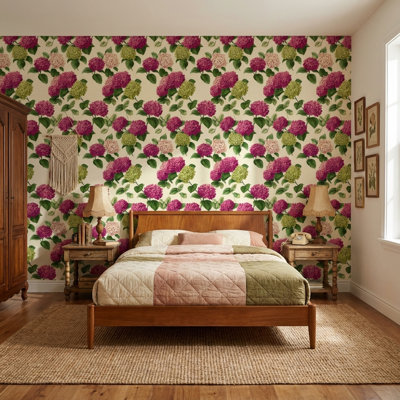 Hydrangea Wallpaper Vintage Elegant Wall Mural