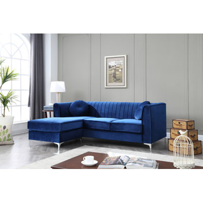 Ballentine Velvet L-Shaped Sectional Reversible