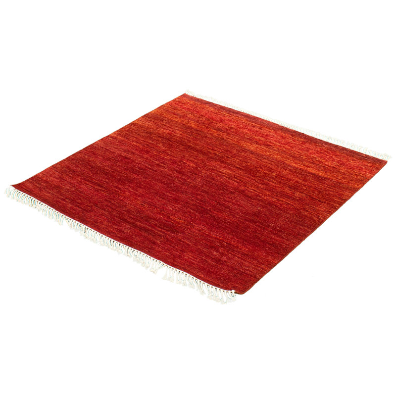 Tapis décoratif de laine carrée rouge 5 pi de conception unique en laine noué à la main de conception unique Ayviana New Age