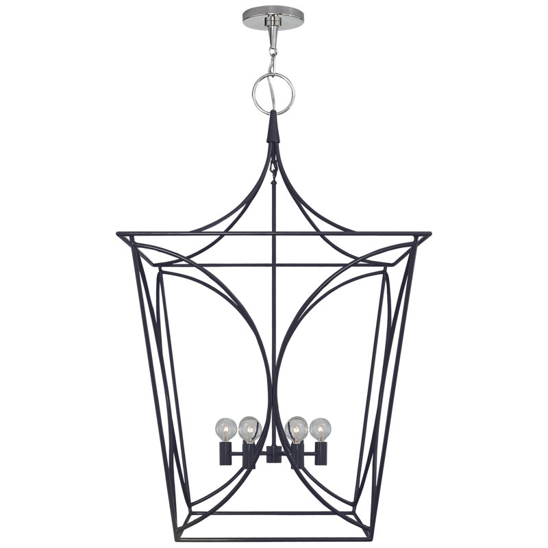 Cavanagh 6 - Light Chandelier, French Navy/Polished Nickel
