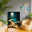 Plage au clair de lune, art mural en bois à dossier intégré, 30 x 20