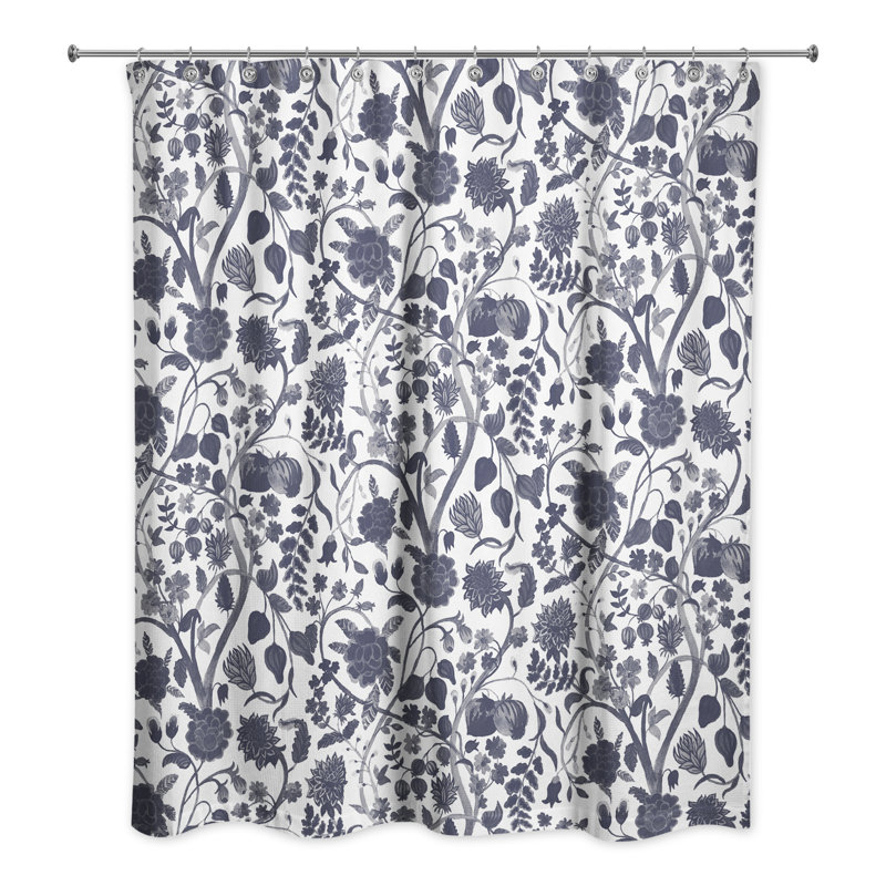 Rideau de douche simple Ahrian, Bleu marine