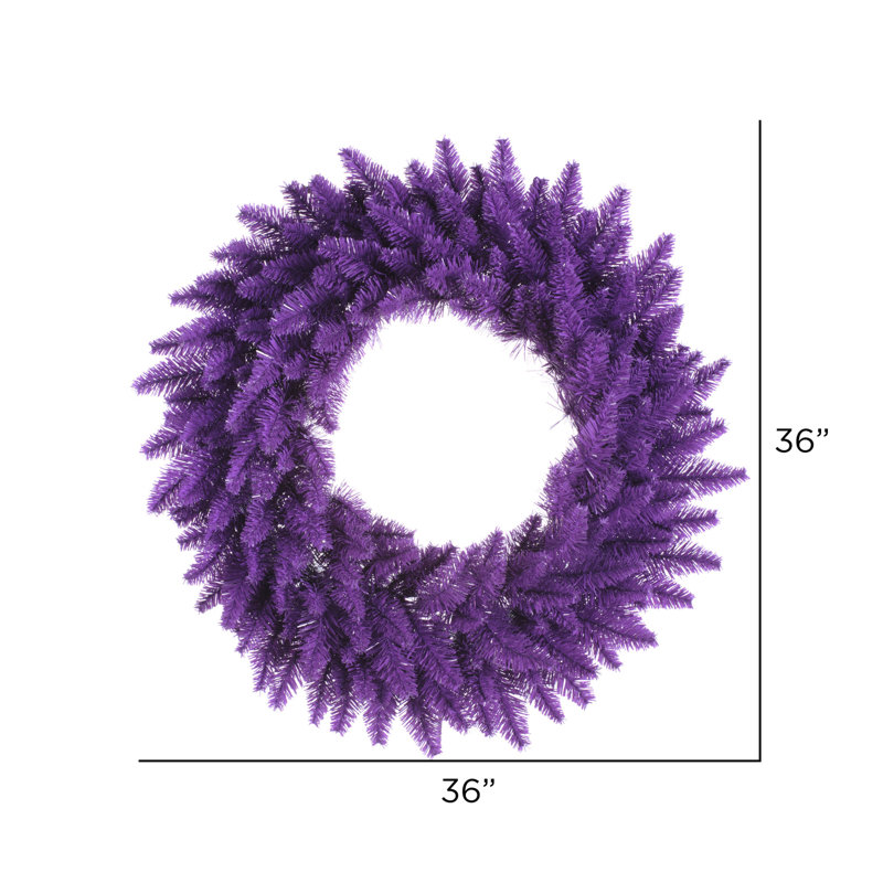 Couronne de Noël artificielle en PVC, H 36 po x l 36 po x P 5 po, Mauve