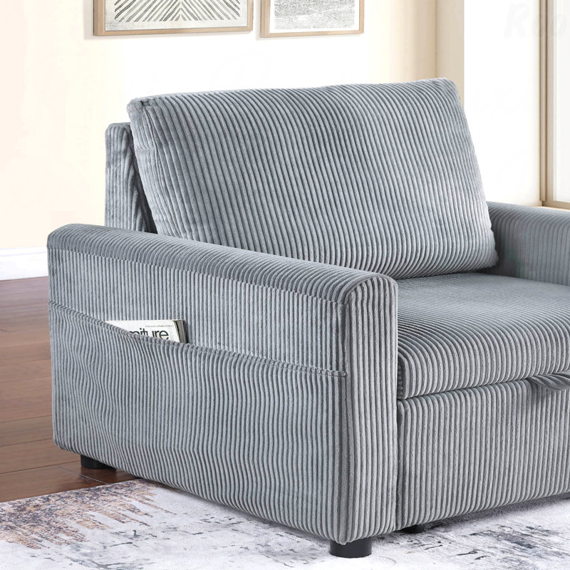 Fauteuil en velours côtelé gris l 32,5 po
