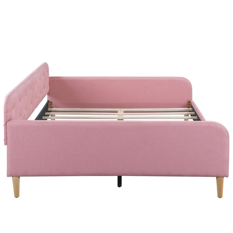 Lit de jour rembourré moelleux avec 4 pieds de soutien robustes - Un confort luxueux pour les chambres modernes, Rose
