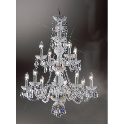 Greig 12 - Light Glass Dimmable Tiered Chandelier
