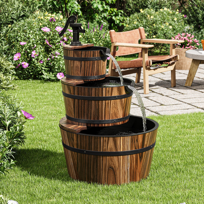 Wood Floor Fountain, 37" H x 23.6" W x 23.6" D