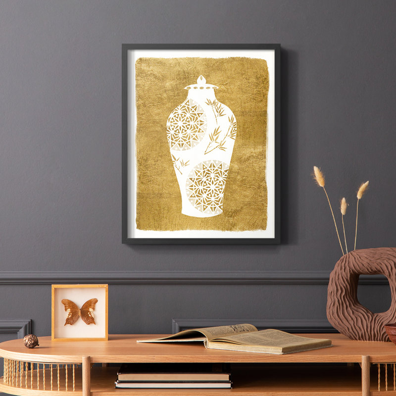 Golden Urn II, reproduction encadrée - bois massif, H 14 po x l 11 po, Noir